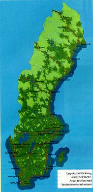 Figur. T�ckningskarta Telia Mobitel GSM